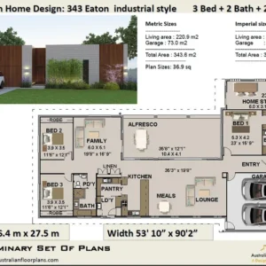 Cheap House to Build – 3 Bed Modern Industrial Concept Plan