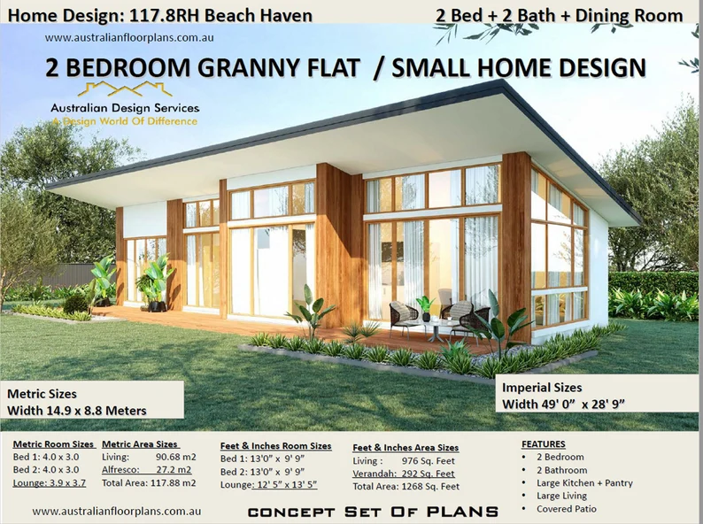 Modern Small Home Design – 2 Bed House Plan Under 1000 Sq Ft