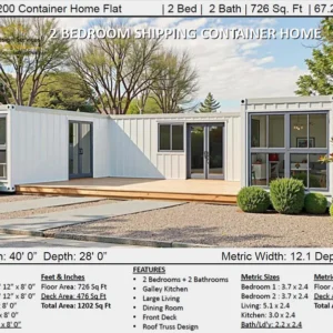 Best Selling 2 Bedroom Shipping Container Home Plans | Flat Roof Container House Design | Full Concept & Permit Plans
